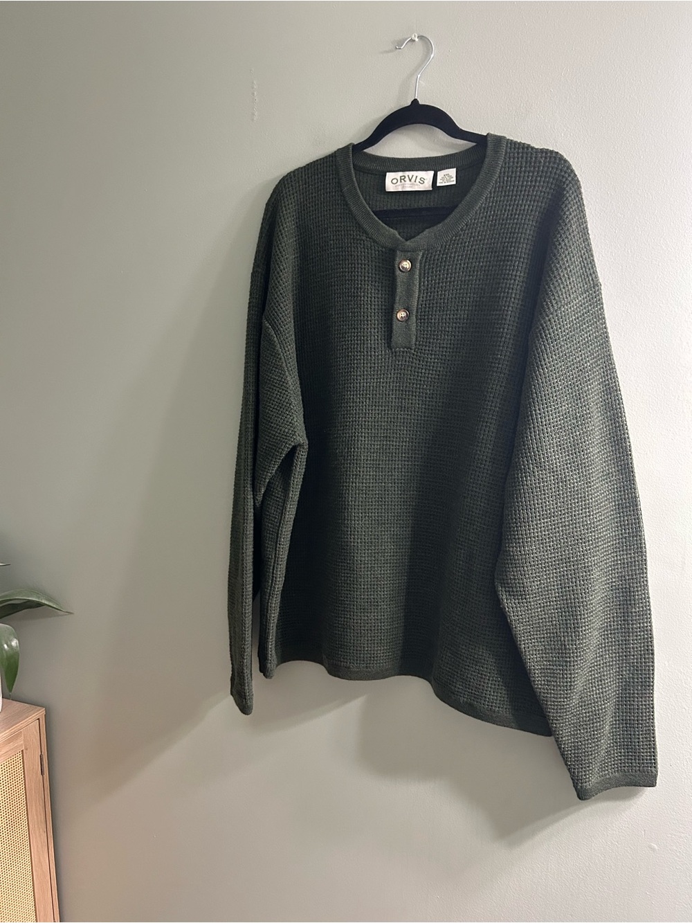 Orvis men’s green 100% wool sweater knit
